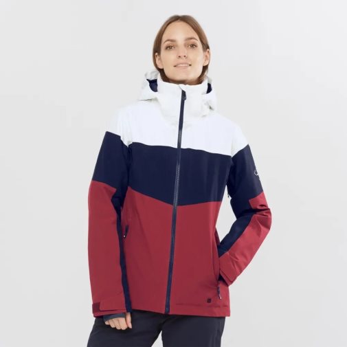 Salomon Slalom Insulated Hoodie Lyžiarske Bundy Damske Biele Čierne Červené | SK 6XQBZJ